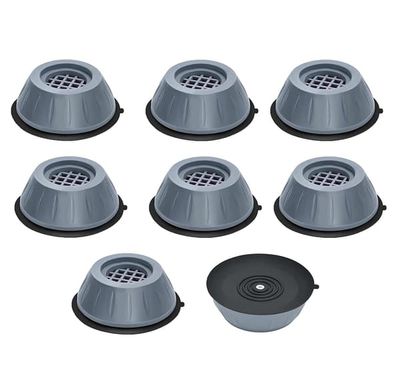 Vibrationsdæmpende fødder til vaskemaskine / tørretumbler Grå 8-pack