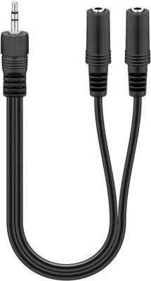 3,5 mm Y-kabeladapter for lyd, 1x hann til 2x hunn stereo