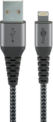 Lightning USB-C™ tekstilkabel med metalstik, 0,5 m