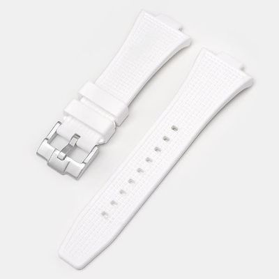 Silikonklokkerem for Tissot PRX-serien White Silver buckle