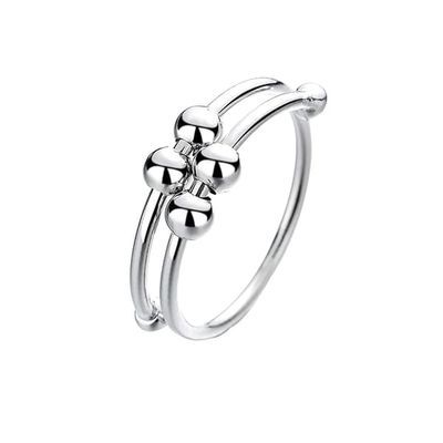 Anti-stress ring justerbar kobber sølv Silver