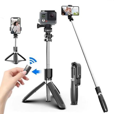 Selfiepinne/mobilstativ med fjärrkontroll Kamera- och Gopro-kompatibel 19-100 cm
