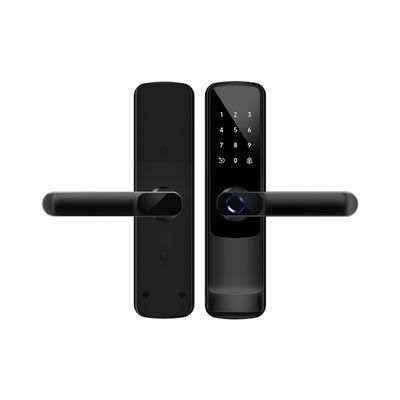Tuya WiFi Smart Dørlås - Sort Aluminiumlegering Fingeraftryk & App Kontrol, Kompatibel med Smart Home Systemer