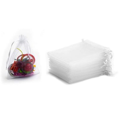 Poser i organsa-stoff, 7x9 cm 50-pakning White