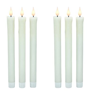 Sett med 6 LED elektroniske lys med realistisk dryppende vokseffekt White