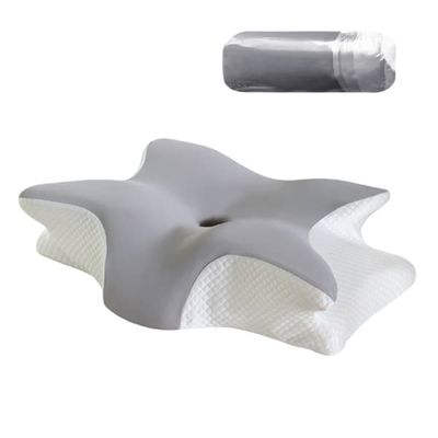 Sommerfugl Memory Foam Pute 60x40x13cm - Ergonomisk Cervikal Støtte for Dyp Søvn LightGrey