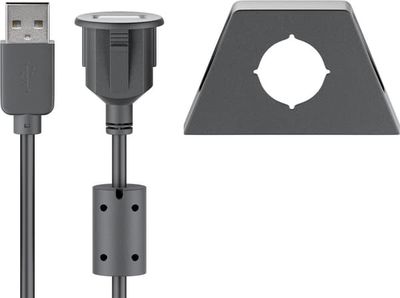 USB 2.0 høyhastighets skjøtekabel med kabelholder, sort