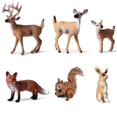 Realistiske skogsdyrfigurer, 6-pakning Forest Animals Set