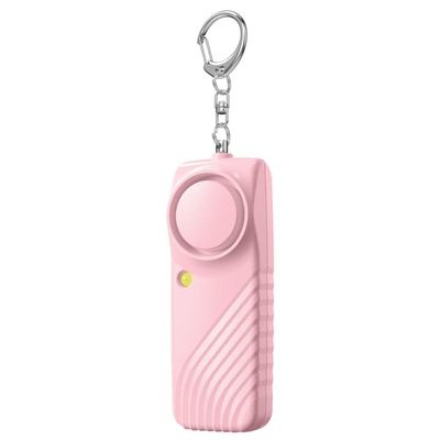Personlig sikkerhetsalarm med batteri - 130dB høy nødalarm nøkkelring med LED-lys Pink