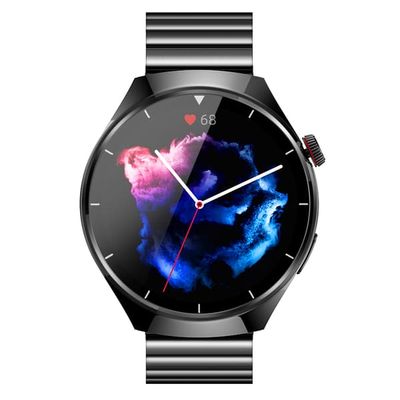 SmartWatch, Bluetooth-opkald og puls, blodtryk og ilt i blodet Black + Black Steel