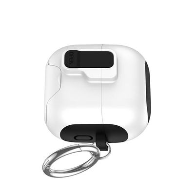 TPU-beskyttelsesetui til høretelefoner kompatibelt med Huawei FreeClip 2 - automatisk låselåg, støddæmpende cover med stativ, trådløs opladningssupport White