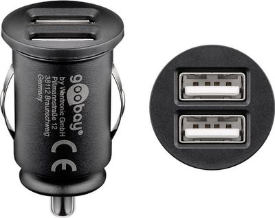Dubbel USB-bilsladdare (12 W)