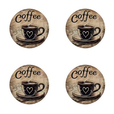 Sæt med 4 Varmebestandige Skridsikre Kaffebrikker, Polyester Drikkemåtter