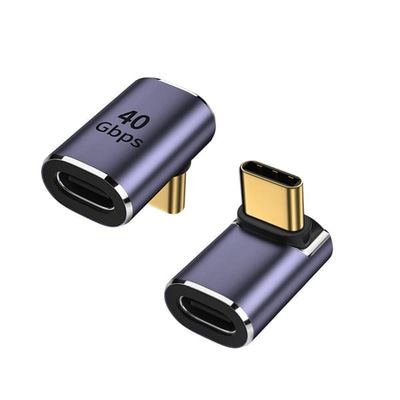 Type-C hunn til Type-C hann adapter opp/ned vinkel - 2 stk - 40Gbps dataoverføring og strømforsyning