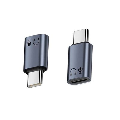 Lightning hun til Type-C han aluminiumslegering hovedtelefonadapter - Lyd, opkald og HiFi-lydkvalitet Grey