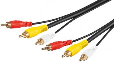Kompositt lyd/video-kontaktkabel; 3x RCA med RG59 videokabel