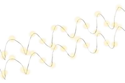 2 x Ljusslinga med silvertråd och 20 LED-lampor, inkl. timer