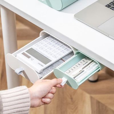 Skjult selvklæbende opbevaringsboks til skrivebord White S