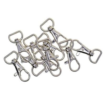 Roterbare halvrunde ringer med karabinkrok 10 stk Silver 1.5 cm
