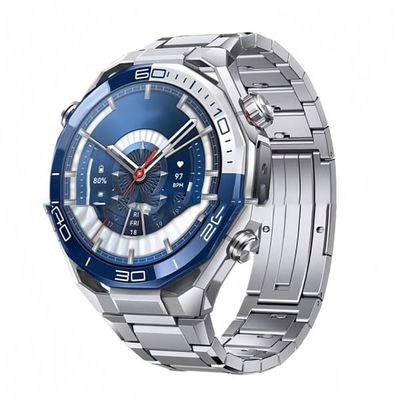 22mm Titan Klokkereim med Sommerfuglspenne Kompatibel med Huawei WATCH Ultimate & GT-serien Silver