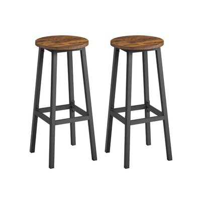 Barstolsset om 2 - Vintage brun-svart - Med fotstöd - Sitthöjd 74 cm
