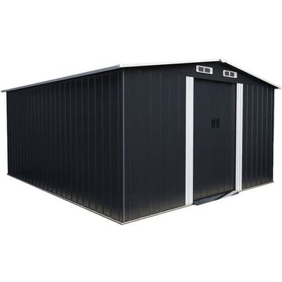 Redskabsskur til opbevaring Boston i gråt metal 13,18 m² 338 x 390 x 193 cm