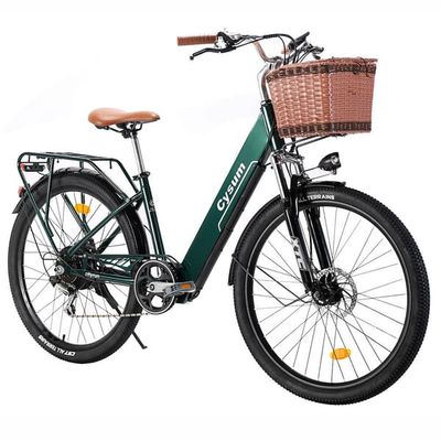 CYSUM Cityrun-26 Grøn 250W 25km/t City E‑Bike, 36V10Ah 60‑80km rækkevidde, indstigningsramme 7‑trins til pendling