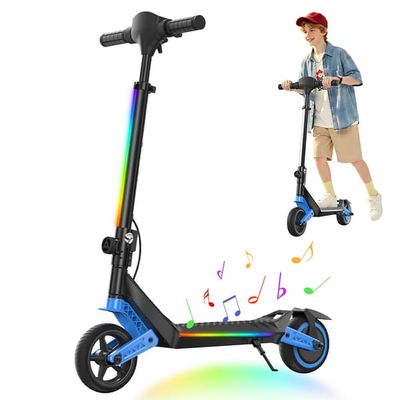iScooter K6 – Blå foldbar elscooter til børn med LED-display, Bluetooth-højttaler og dobbelt støddæmpning (6–12 år)