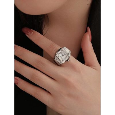 Mini Vintage Finger Ring Watch Round Creative Quartz Watches Mode Par Klockor Tillbehör