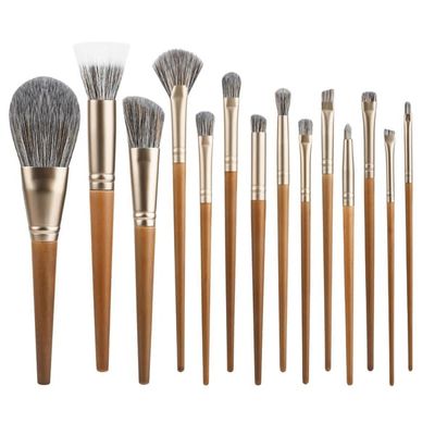 Technique PRO Walnut Makeup Brush Set - Eksklusivt sminkekostsett med 14 deler i valnøttre