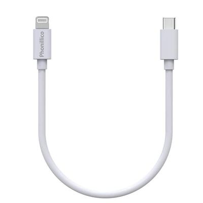 Kabel 20cm USB-C Lightning Laddare Vit för iPhone 14 / 13 / 12 / 11 / SE / X / XR / 7 / 8 / 6 / 5 / AirPods Phonillico