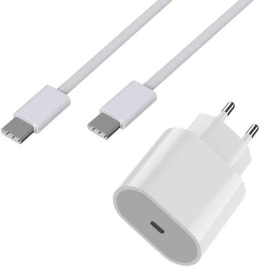 Snabb laddare 20W + USB-C till USB-C kabel 2 meter för Airpods 4 / Airpods Pro 2 / Airpods Max (2024) Phonillico®