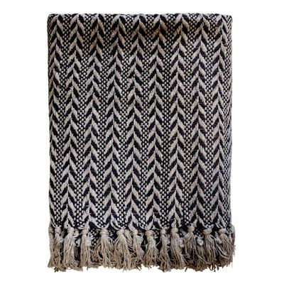 🖤 Svart pläd i återvunnen bomull – Hållbar mysighet med stil