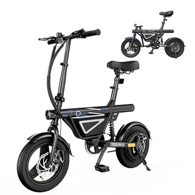 Elcykel iScooter EB1S - Motor 500W - Batteri 36V 12Ah - Däck 14 tum - Maxhastighet 25 km/h - Räckvidd 30-50 km - Svart