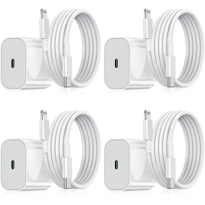 Laddare för iPhone - Snabbladdare - Adapter + Kabel 20W USB-C - 4-Pack iPhone