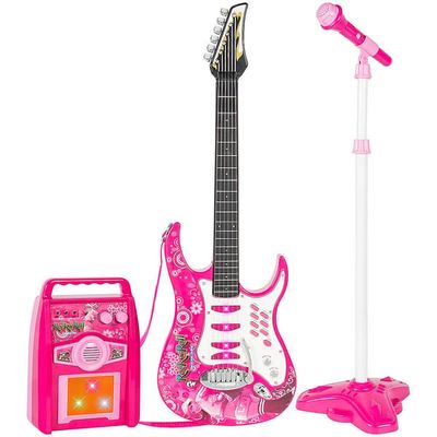 El-gitar med Forsterker & Mikrofon for Barn - Pink