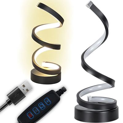 Spiraali-LED-lamppu - Pöytävalaisin USB-liitännällä, valonsäädöllä ja 3 värillä