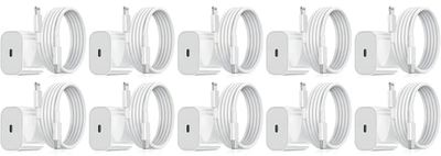 Laddare för iPhone - Snabbladdare - Adapter + Kabel 20W USB-C - 10-Pack iPhone