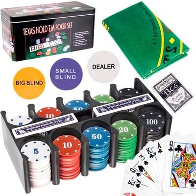 Pokersæt / Texas Poker Sæt - 200 Chips