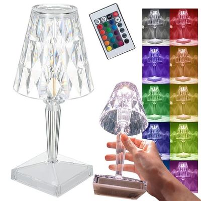 Bordlampe LED krystall RGB USB fjernkontroll