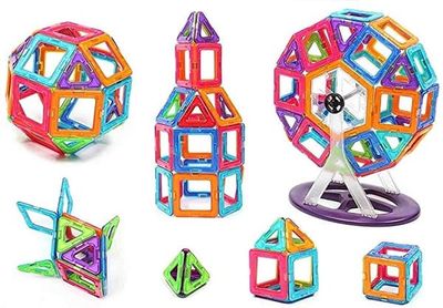 Magnetic Tiles - Magnetiske Klosser - Bygg med Magneter - 40-delar + pariserhjul