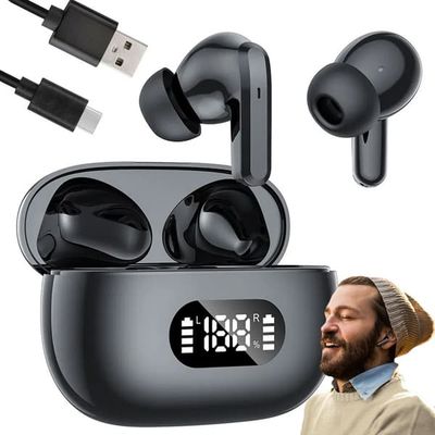 Trådløse Bluetooth-hovedtelefoner med in-ear-funktion, LED-opladningsetui og mikrofon
