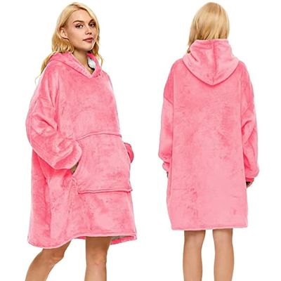 Oversized Hoodie med Hætte – Tæppe - Pink