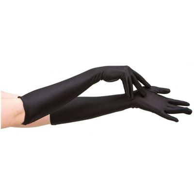 Lange svarte hansker i polyester – Maskerade – One size voksen