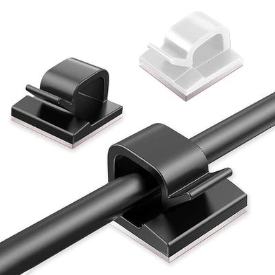 10-Pak Selvklæbende Kabelholdere - Kabelclips - 10-Pack Svarta