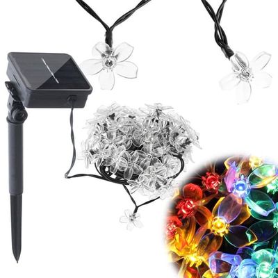 LED Guirlande Blomster - Solcelle - 7m - Flerfarvet