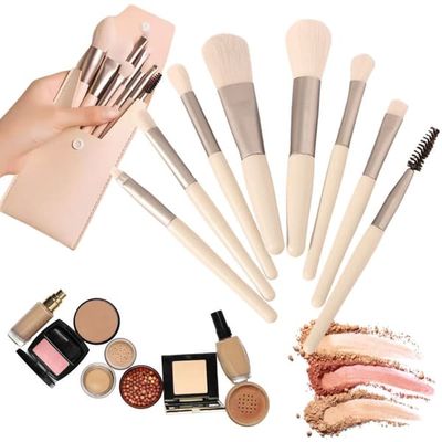Makeupbørstesæt 8 dele - Professionelle øjenbørster med etui
