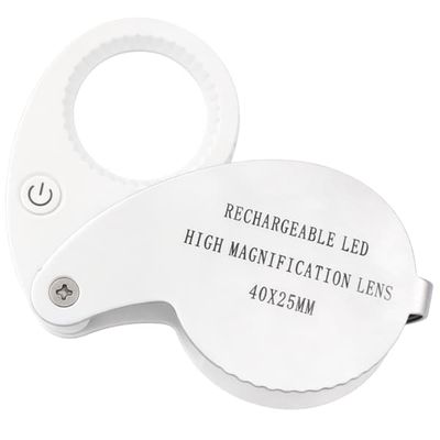 Forstørrelsesglass gullsmed 40x sammenleggbart 25 mm 9 LED