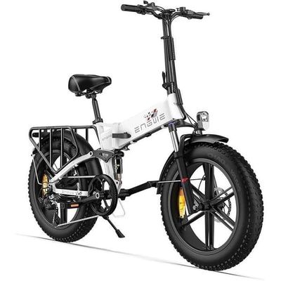 ENGWE ENGINE X - Fällbar elcykel 20 tum - Avtagbart batteri 48 V 13 Ah - Räckvidd 120 kilometer - Vit