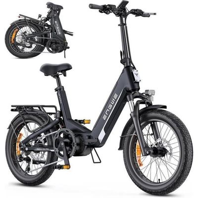 Fällbar elcykel - ENGWE - L20 3.0 Pro - Avtagbart batteri 48 V 15 Ah - Räckvidd 160 km - Svart